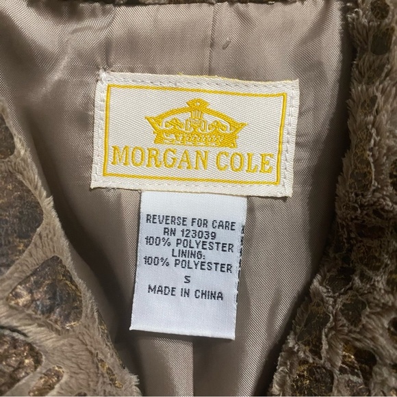 Morgan Cole Brown Beige Faux Leather Fleece Animal Print Jacket - Picture 4 of 4
